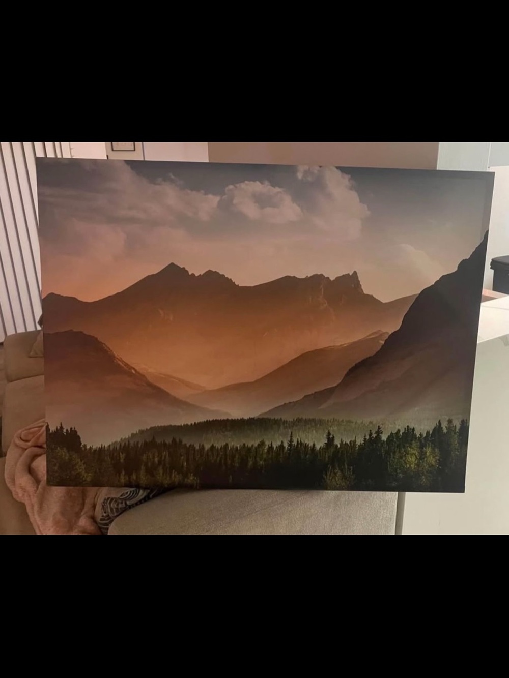 Sunset Mountain Canvas Wall Art - Orange Landscape